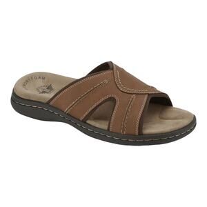 Dockers Men's Sunland Leather Slip On Slide Sandals Brown Size 11 W